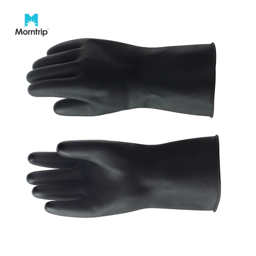 High Quality Non Allergic Anti-Acid En388 Chemical Heavy Duty Strong Abrasion Resistant Rubber Gloves