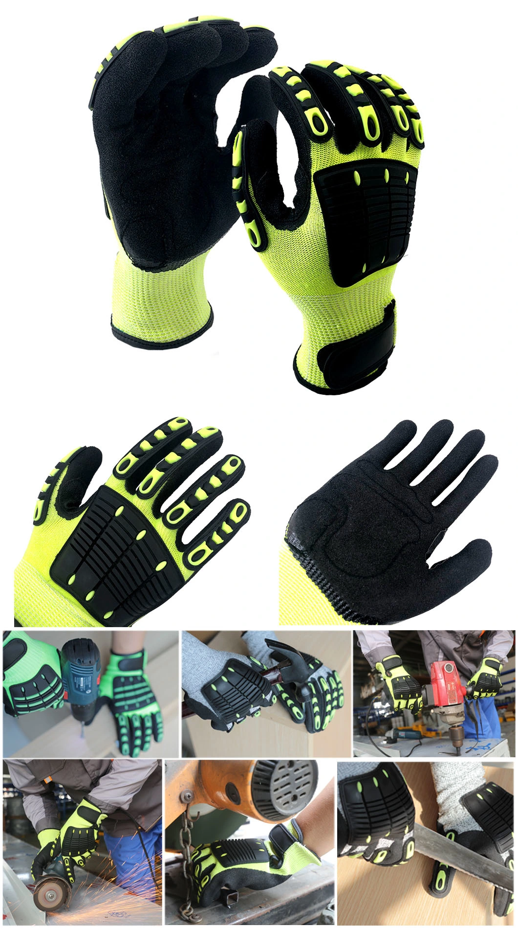 Nmsafety Hppe Cut Proof TPR Impact Resistant PPE Protection Mechanic Work Safety Gloves