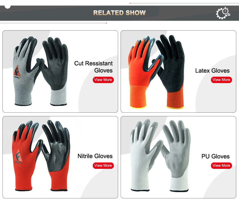 Knitted White Cotton Gloves Red Latex Rubber Coated Safety Work Gloves for Construction