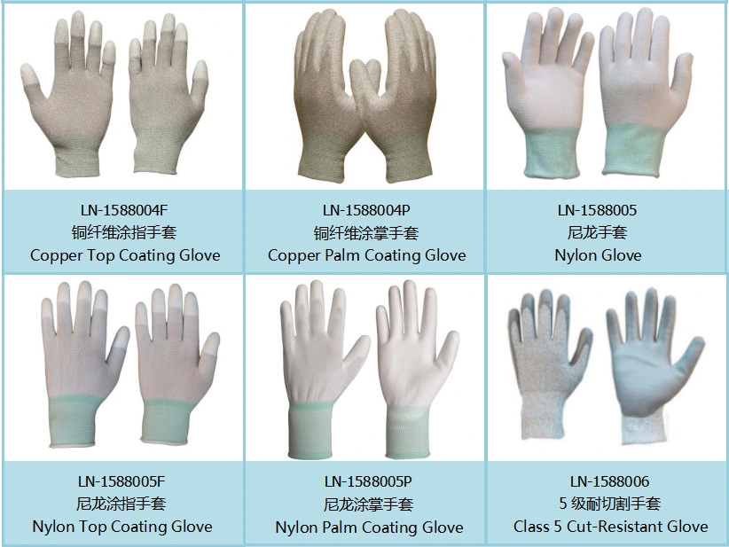 Anti-Static ESD Disposable Copper Top Coating Gloves Ln-1588004f