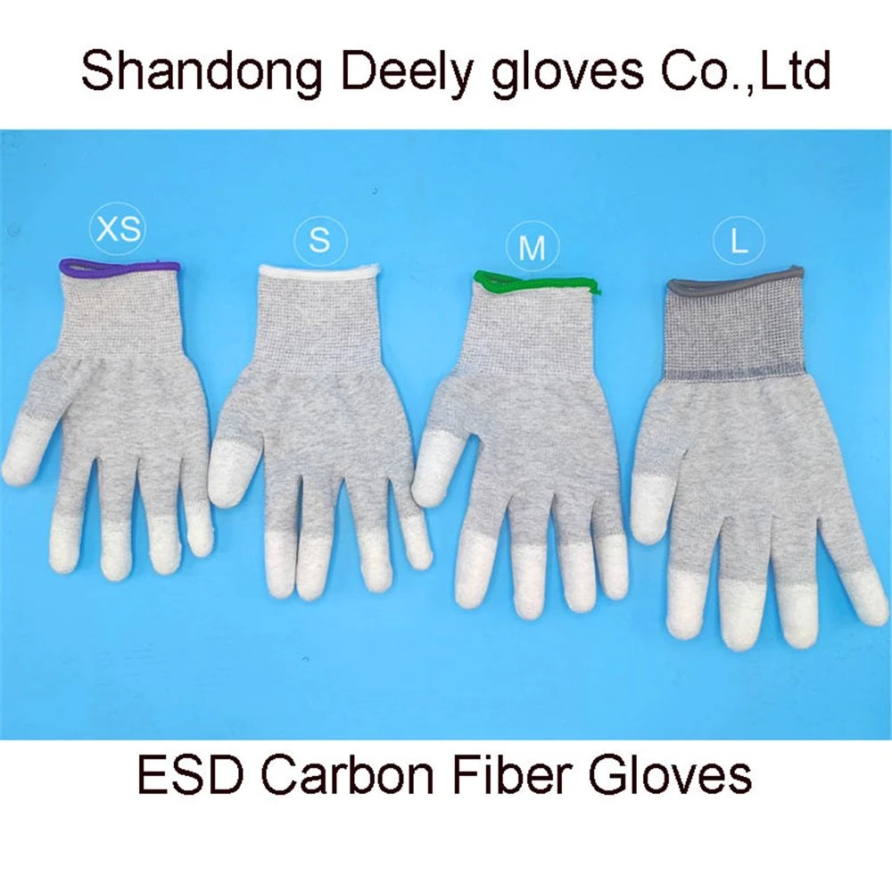 Nylon Carbon Fiber PU Coated Finger Tip Fit Anti-Static ESD Gloves